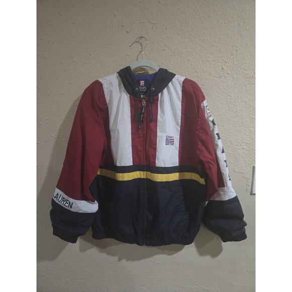 Vintage 1990s Chaps Ralph Lauren Windbreaker Men’s Multicolor Polyester Jacket M - Picture 1 of 10
